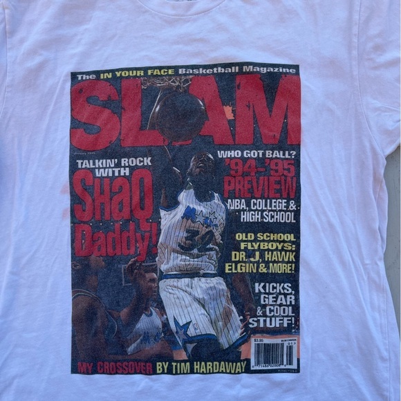 Men's Mitchell&Ness T-Shirt White Shaq O'Neill M Streetwear 90s Magic NBA Dunk - Picture 2 of 15